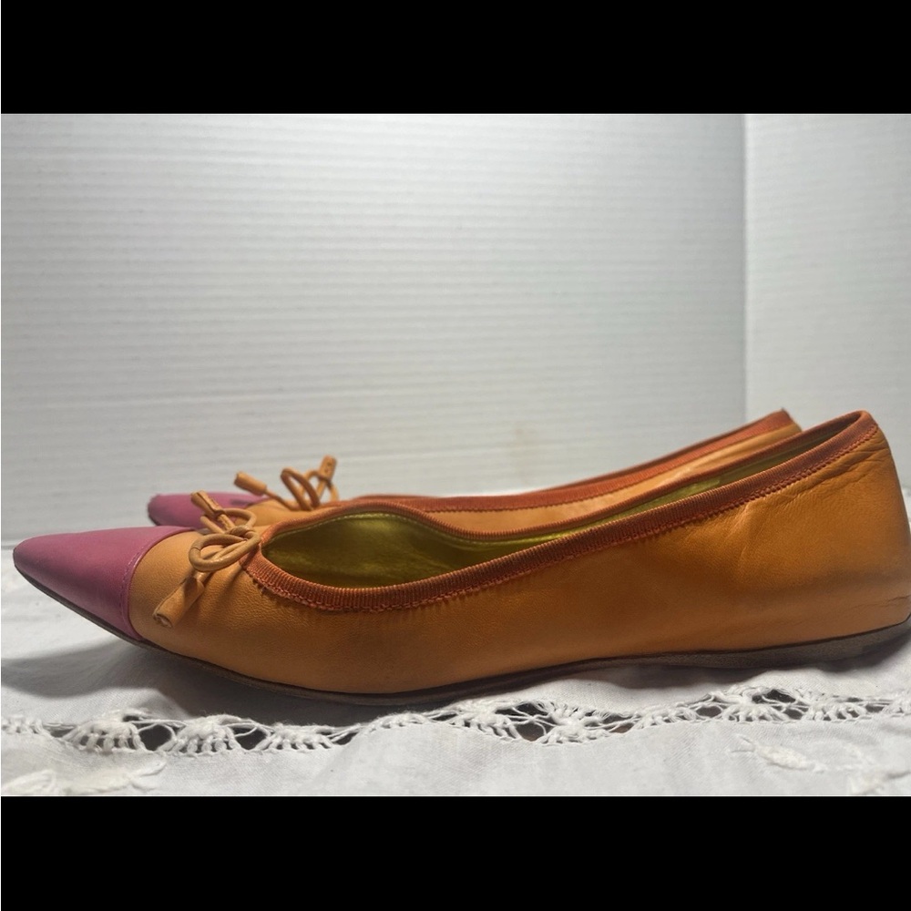 Prada Women's Vibrant Orange and Pink Flats - Picture 6 of 7